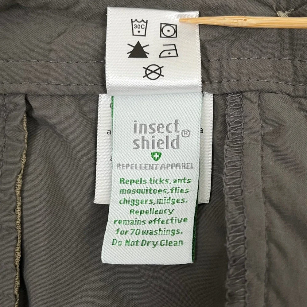 ExOfficio Women Convertible Hiking Pants 10 Gray Insect Shield Zip Off Leg Cargo